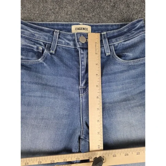L'agence Womens Light Wash Kendra High Rise Cropped Designer Jeans Size 24 - Picture 3 of 8